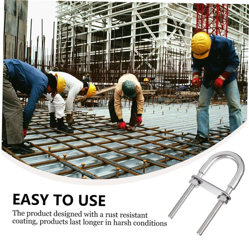 Stainless Steel 304 M8x100 U-Bolt with Nuts and Washer, Wear-Resistant U-Shaped Clamp Fastener for Industrial, Marine, and Automotive Applications - Image 3