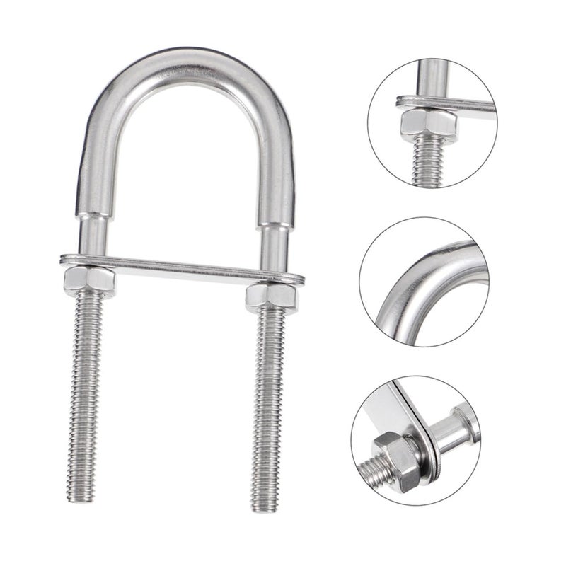 Stainless Steel 304 M8x100 U-Bolt with Nuts and Washer, Wear-Resistant U-Shaped Clamp Fastener for Industrial, Marine, and Automotive Applications - Image 4