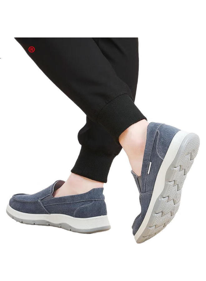 Busheyuan Youth Breathable Flat Casual Shoes One-step Canvas Shoes Old Beijing Cloth Shoes Men 411-1728 Blue 38 - Image 3