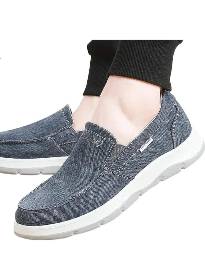 Busheyuan Youth Breathable Flat Casual Shoes One-step Canvas Shoes Old Beijing Cloth Shoes Men 411-1728 Blue 38 - Image 2