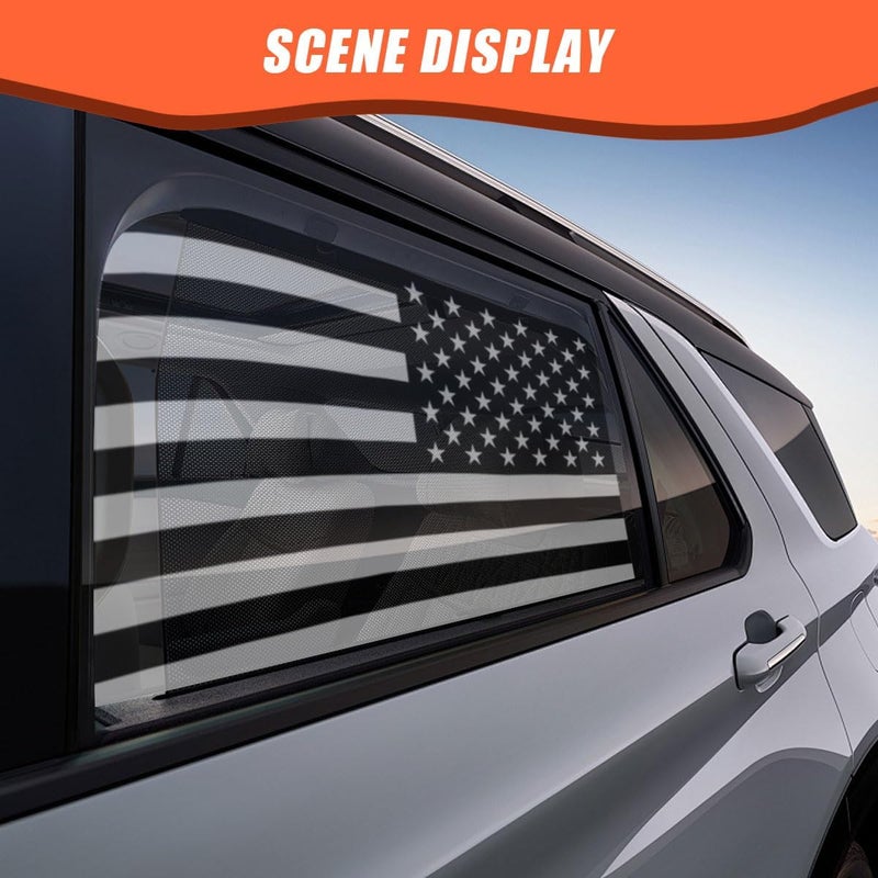 LHDOS 2PCS Rear Side Window American Flag Sticker Decals, Matte USA Flag Vinyl Stickers with Installation Tools, Universal Car Back Side Window Accessories for Cars, Trucks, SUVs (29 x 16 inches) Closed & open space compatible - Image 5
