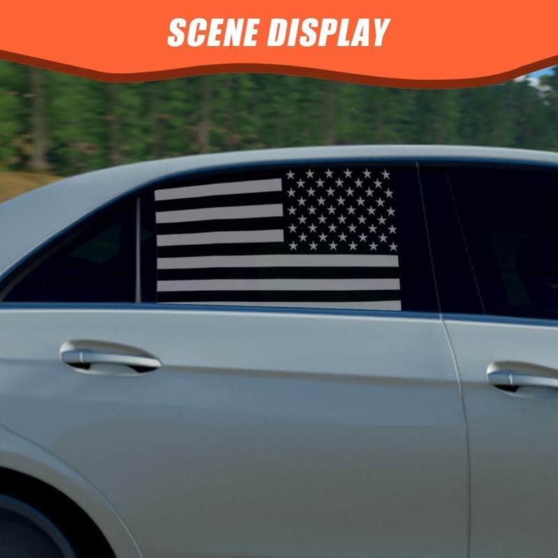 LHDOS 2PCS Rear Side Window American Flag Sticker Decals, Matte USA Flag Vinyl Stickers with Installation Tools, Universal Car Back Side Window Accessories for Cars, Trucks, SUVs (29 x 16 inches) Closed & open space compatible - Image 4