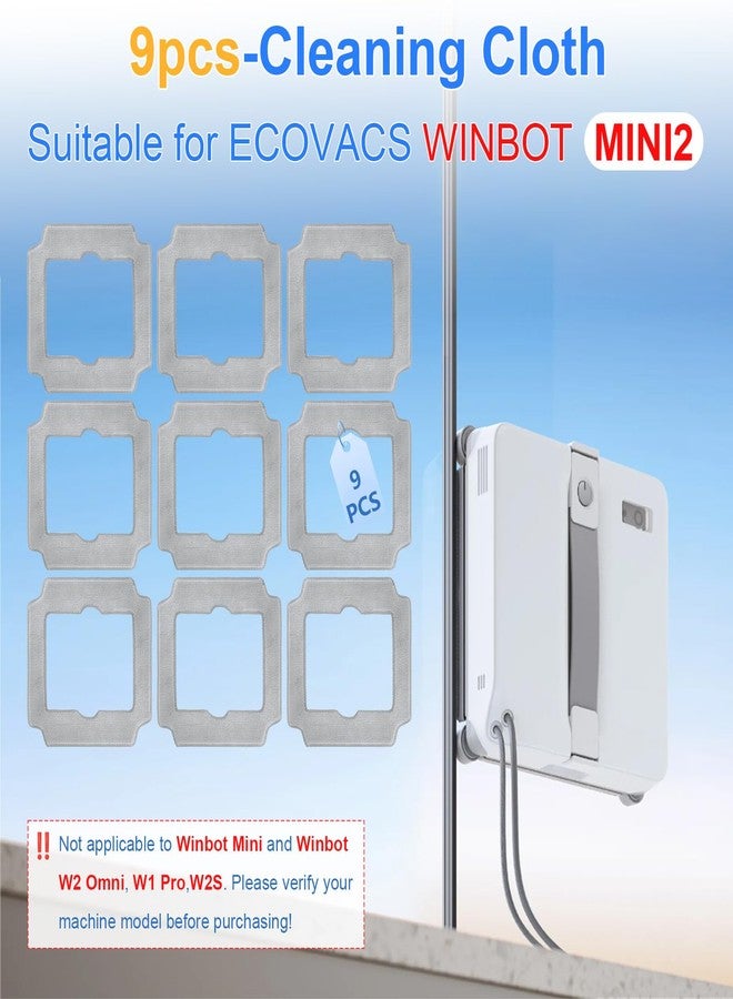 قطعة قماش تنظيف لروبوت تنظيف النوافذ Ecovacs Winbot MINI2، ملحقات Winbot MINI2، 9 قطع قماش تنظيف - Image 2