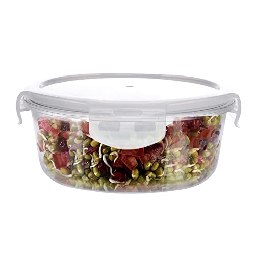 Cutting EDGE Round Borosilicate Glass Safe Lock Kitchen Food Storage Container Lunch Box with Lid for Office, School, Microwave Safe (400 ML, Set of 1, Transparent) - Image 1