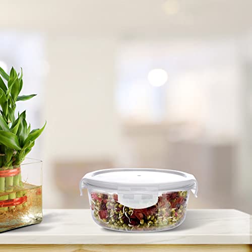 Cutting EDGE Round Borosilicate Glass Safe Lock Kitchen Food Storage Container Lunch Box with Lid for Office, School, Microwave Safe (400 ML, Set of 1, Transparent) - Image 3