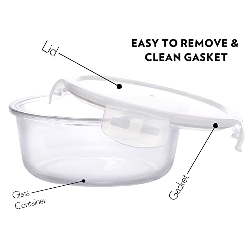 Cutting EDGE Round Borosilicate Glass Safe Lock Kitchen Food Storage Container Lunch Box with Lid for Office, School, Microwave Safe (400 ML, Set of 1, Transparent) - Image 5
