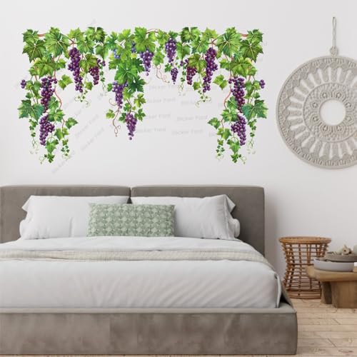 Sticker Yard PVC Vinyl Grapes Hanging Plant Self-Adhesive Wall Sticker for Home Decor/Decoration - Living Room, Bedroom, Kids Room (Multicolor,Size 80X44CM) - Image 3