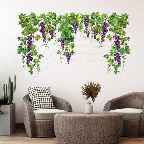 Sticker Yard PVC Vinyl Grapes Hanging Plant Self-Adhesive Wall Sticker for Home Decor/Decoration - Living Room, Bedroom, Kids Room (Multicolor,Size 80X44CM) - Image 1