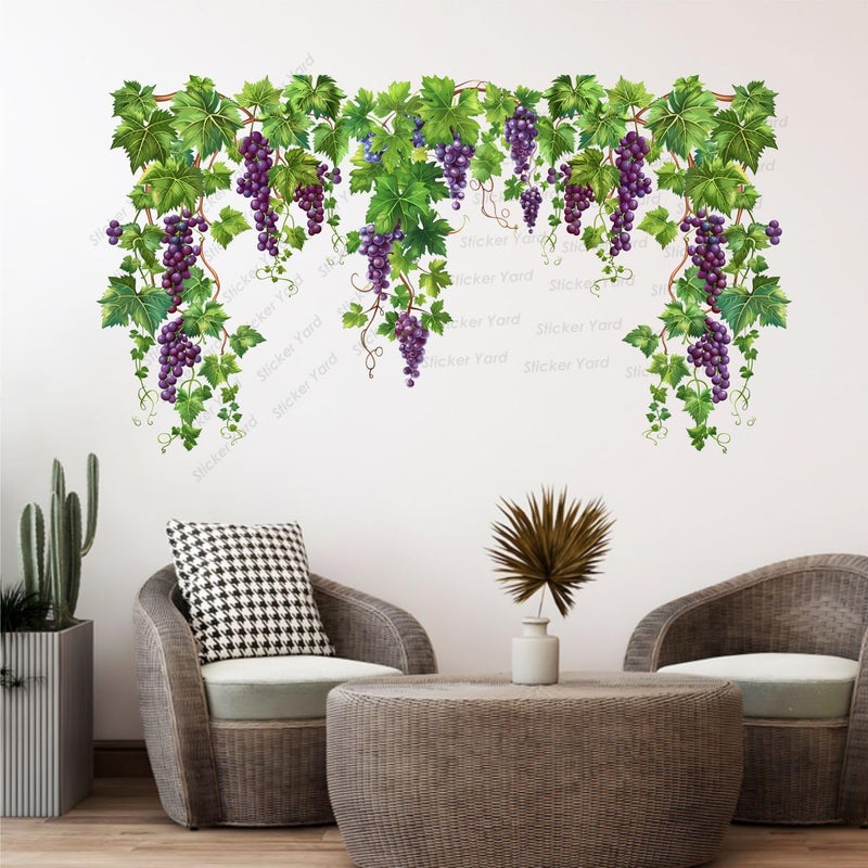 Sticker Yard PVC Vinyl Grapes Hanging Plant Self-Adhesive Wall Sticker for Home Decor/Decoration - Living Room, Bedroom, Kids Room (Multicolor,Size 80X44CM) - Image 5