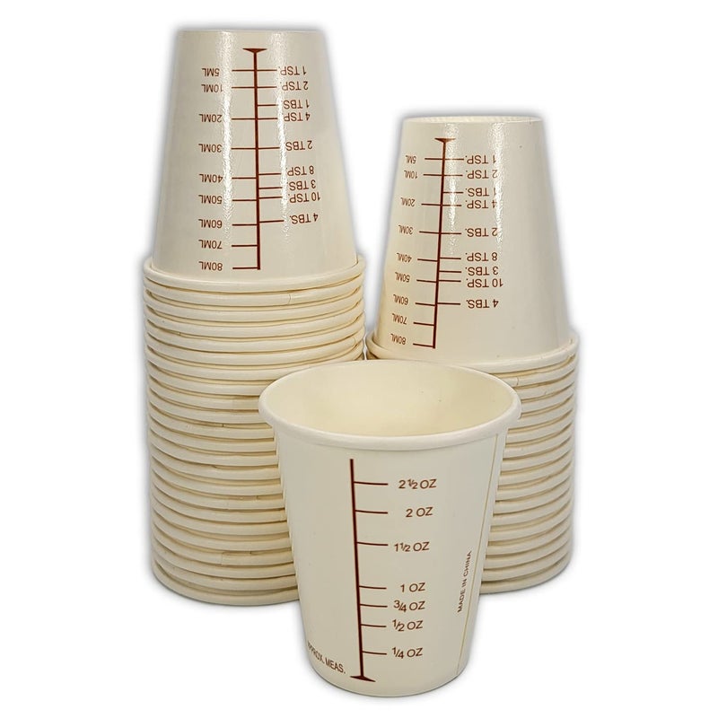 NSI 50 3oz Coated Paper Graduated Measuring Cups for Mixing Paint, Stain, Epoxy, Resin; Disposable, Recyleable, from Renewable Resource Bamboo, Wax Coated by NetSellsIt - Image 1