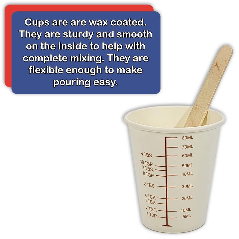 NSI 50 3oz Coated Paper Graduated Measuring Cups for Mixing Paint, Stain, Epoxy, Resin; Disposable, Recyleable, from Renewable Resource Bamboo, Wax Coated by NetSellsIt - Image 3