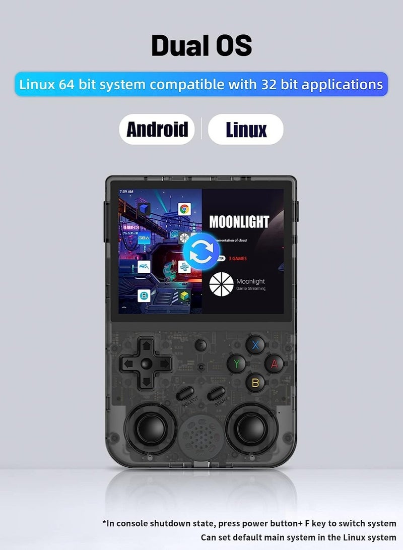 RG353V Retro Handheld Game Linux System, RG3566 3.5 inch IPS Screen, with 64G TF Card Pre-Installed 4452 Games, Supports 5G WiFi 4.2 Bluetooth Online Fighting, Streaming and HDMI (Black) - Image 3