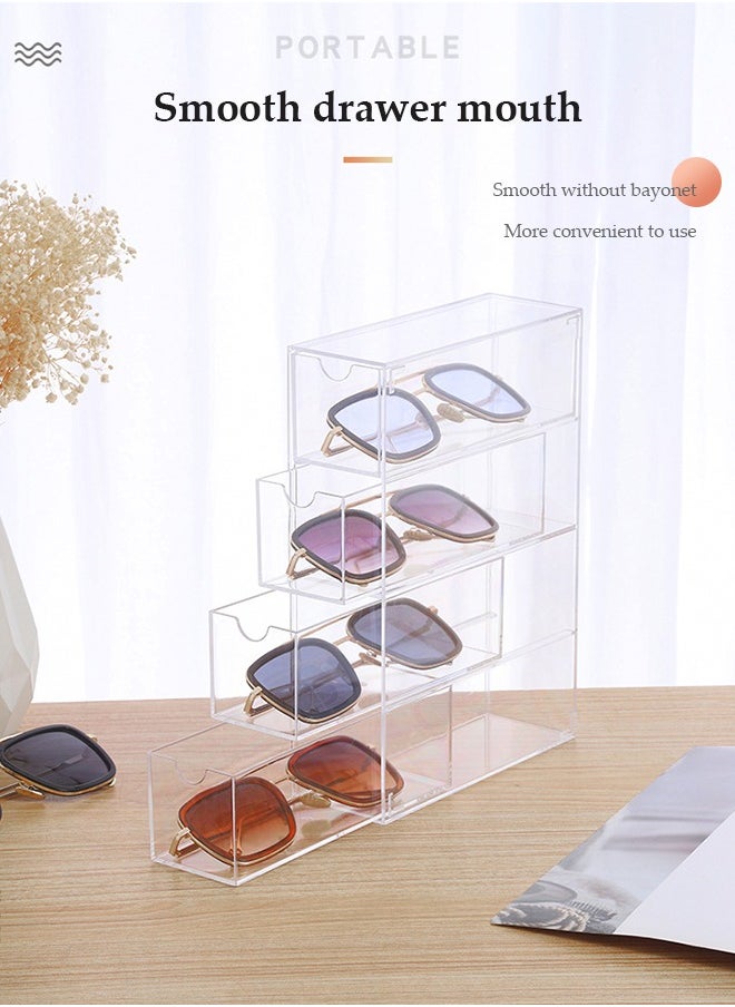 DUNISO 2 Pcs Eye Glasses storage box, four layer sunglasses display box, acrylic transparent desktop display stand, jewelry watch storage box, suitable for home, office, shopping mall, 24.6 * 17.5 * 6.3cm  - Image 5