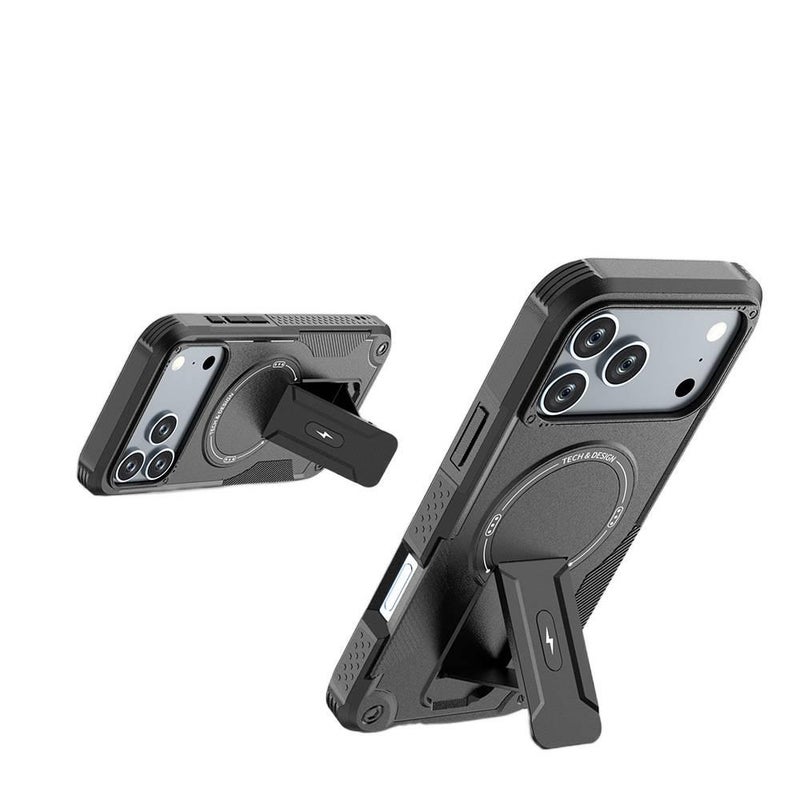 BB PC Protective Case for iPhone 15 / 15 Plus / 15 Pro / 15 Pro Max with Drop Protection and Anti-Fingerprint plus Shockproof plus Kickstand plus Strong Magnetic in Gray - Image 5