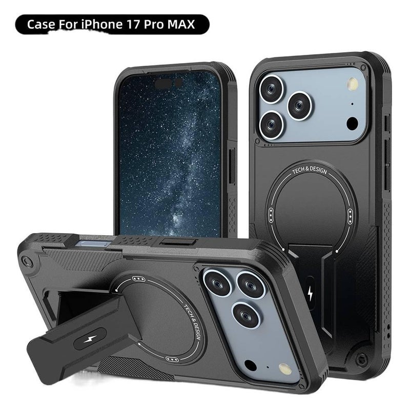 BB PC Protective Case for iPhone 15 / 15 Plus / 15 Pro / 15 Pro Max with Drop Protection and Anti-Fingerprint plus Shockproof plus Kickstand plus Strong Magnetic in Gray - Image 4