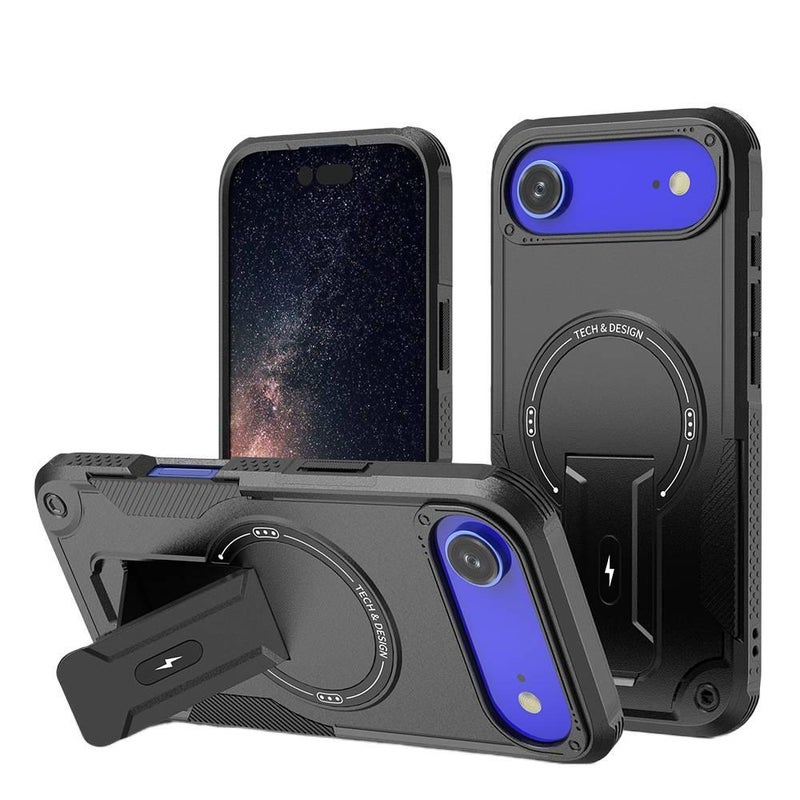 BB PC Protective Case for iPhone 15 / 15 Plus / 15 Pro / 15 Pro Max with Drop Protection and Anti-Fingerprint plus Shockproof plus Kickstand plus Strong Magnetic in Gray - Image 2