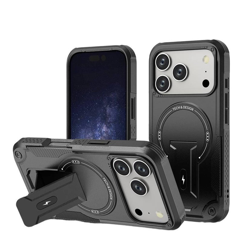 BB PC Protective Case for iPhone 15 / 15 Plus / 15 Pro / 15 Pro Max with Drop Protection and Anti-Fingerprint plus Shockproof plus Kickstand plus Strong Magnetic in Gray - Image 3