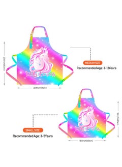 Sylfairy Kids Apron And Chef Hat Set, Child Aprons For Cooking Baking Painting Unicorn Toddler Girls Art Apron With Pockets 3-12 Years  - Image 5