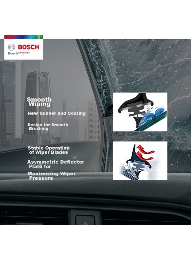 بوش Bosch شفرة مساحات الزجاج الأمامي، على شكل حرف U، 24/18، لسيارات Buick Envision، Buick Regal، Toyota Crown، Nissan Sylphy، شفرة المساح الأمامية مقاس 18 بوصة لسيارات Chuanqi GS5، Compass - Image 4