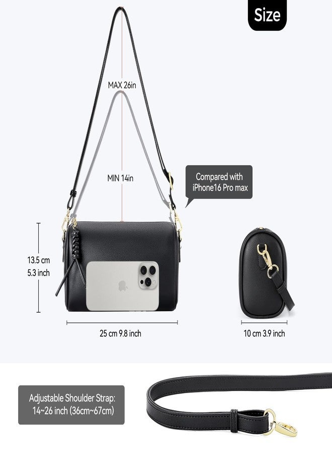 Peacocktion Crossbody Barrel Bag for Women Trendy Designer Vegan Leather Purses with Adjustable Strap - Image 5