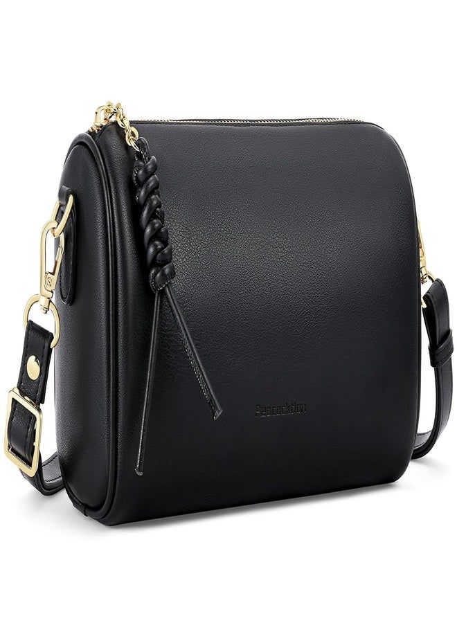Peacocktion Crossbody Barrel Bag for Women Trendy Designer Vegan Leather Purses with Adjustable Strap - Image 1