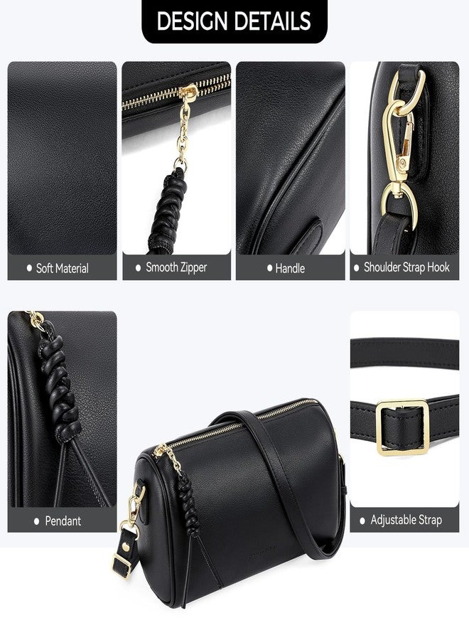 Peacocktion Crossbody Barrel Bag for Women Trendy Designer Vegan Leather Purses with Adjustable Strap - Image 4
