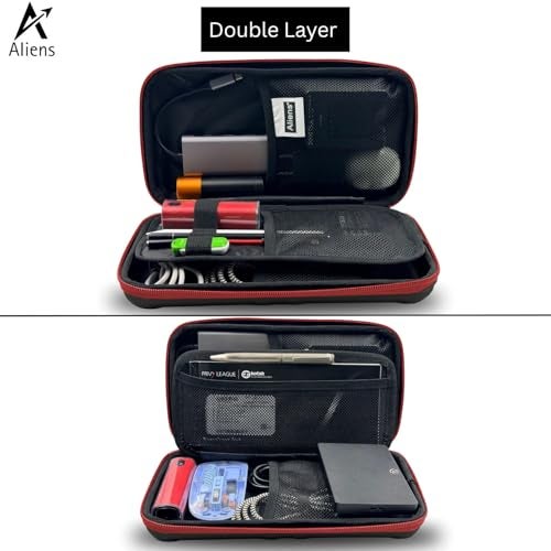 Aliens Large Travel Gadget Organiser Case Bag, Hardshell ABS Material, Shockproof, Water-Resistant Travel Storage Pouch for HDD/SSD, Gadget Organiser,Cable,Charger,Smartphone,airpods,Power Bank-Black - Image 3
