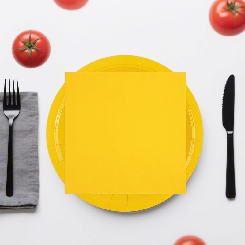 Hfbobp 50Pcs Yellow Paper Plates And Napkins Decorations  7Inch Solid Yellow Dessert Plates Disposable Cake Plate Tableware Set Party Supplies For Birthday Anniversaries Baby Shower Wedding - Image 5