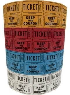 ذا تيكيت جوروس Ticket Guru-Raffle Tickets - (4 لفات من 2000 تذكرة مزدوجة) 8000 تذكرة سحب إجمالية بنسبة 50/50 (اختر مجموعة الألوان أدناه) (أحمر/أزرق/أبيض/برتقالي)  - Image 1