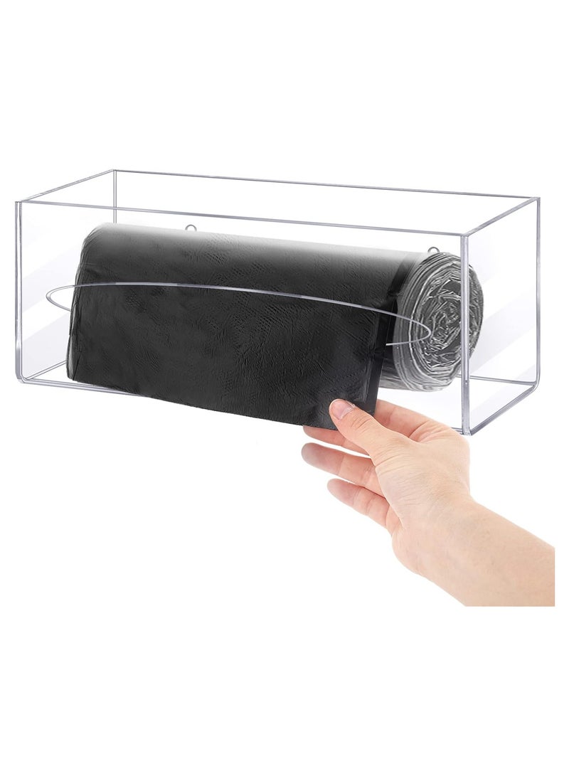 TPGP Trash Bag Dispenser Holder, Acrylic Garbage Bag Dispenser Roll Holder, Grocery Plastic Bag Dispenser, Wall Mount Single Side Loaded Trash Bag Organizer Storage Box Holder for Kitchen (10 x 4 x 4 Inch) - Image 1