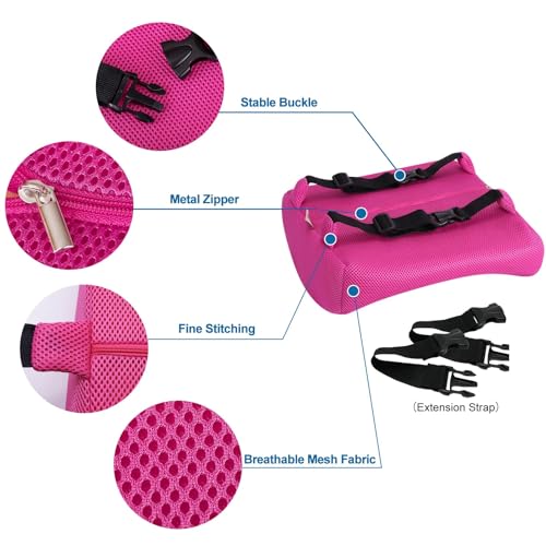 LOVEHOME Lumbar Pillow for Chair and Car, Back Support for Office, Memory Foam Cushion with Mesh Cover - Pink - Image 3