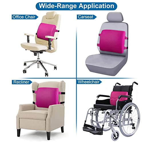LOVEHOME Lumbar Pillow for Chair and Car, Back Support for Office, Memory Foam Cushion with Mesh Cover - Pink - Image 5