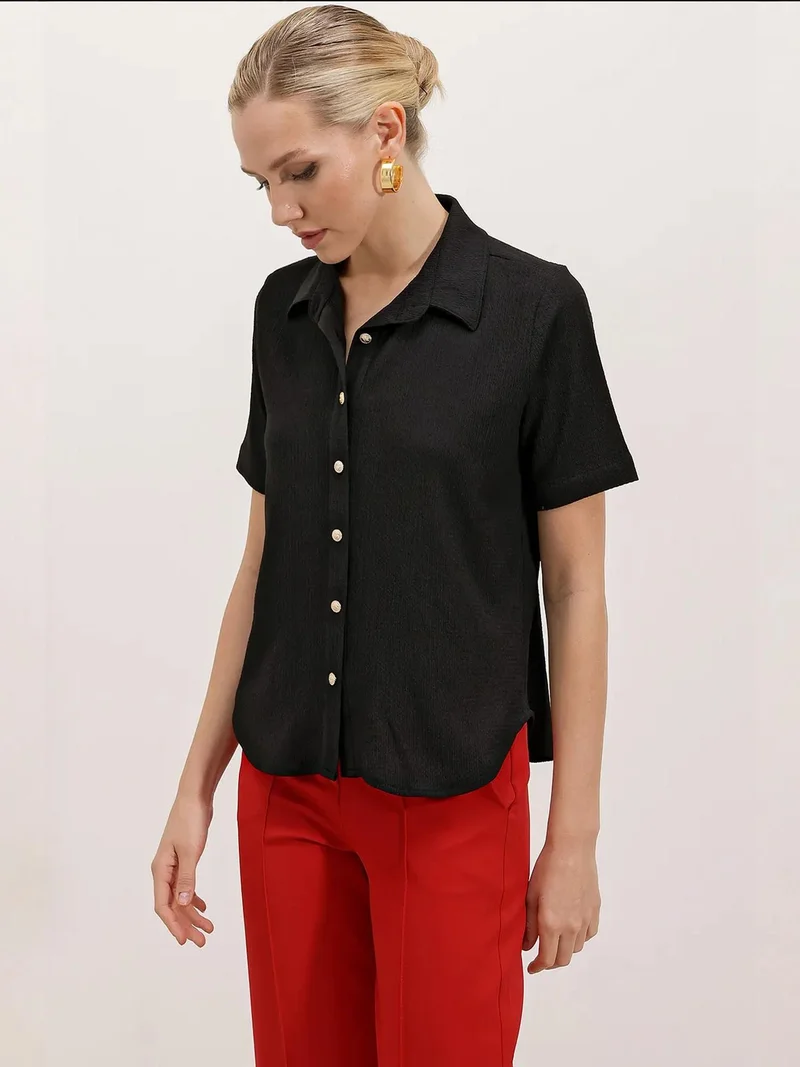 BIG DART BDART Textured Slim Fit Short Sleeve Button-Up Shirt