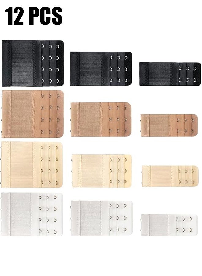 HY 12 Pack Flexible Bra Extender Strap 2/3/4 Hooks Adjustable Bra Strap - Image 1