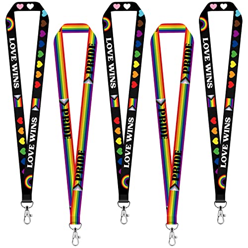 TOIcube 20PCS Pride Day Rainbow Love Lanyard Keychain - Gay LGBT Key Chain ID Badge Holder,with Swivel Hook - Image 1
