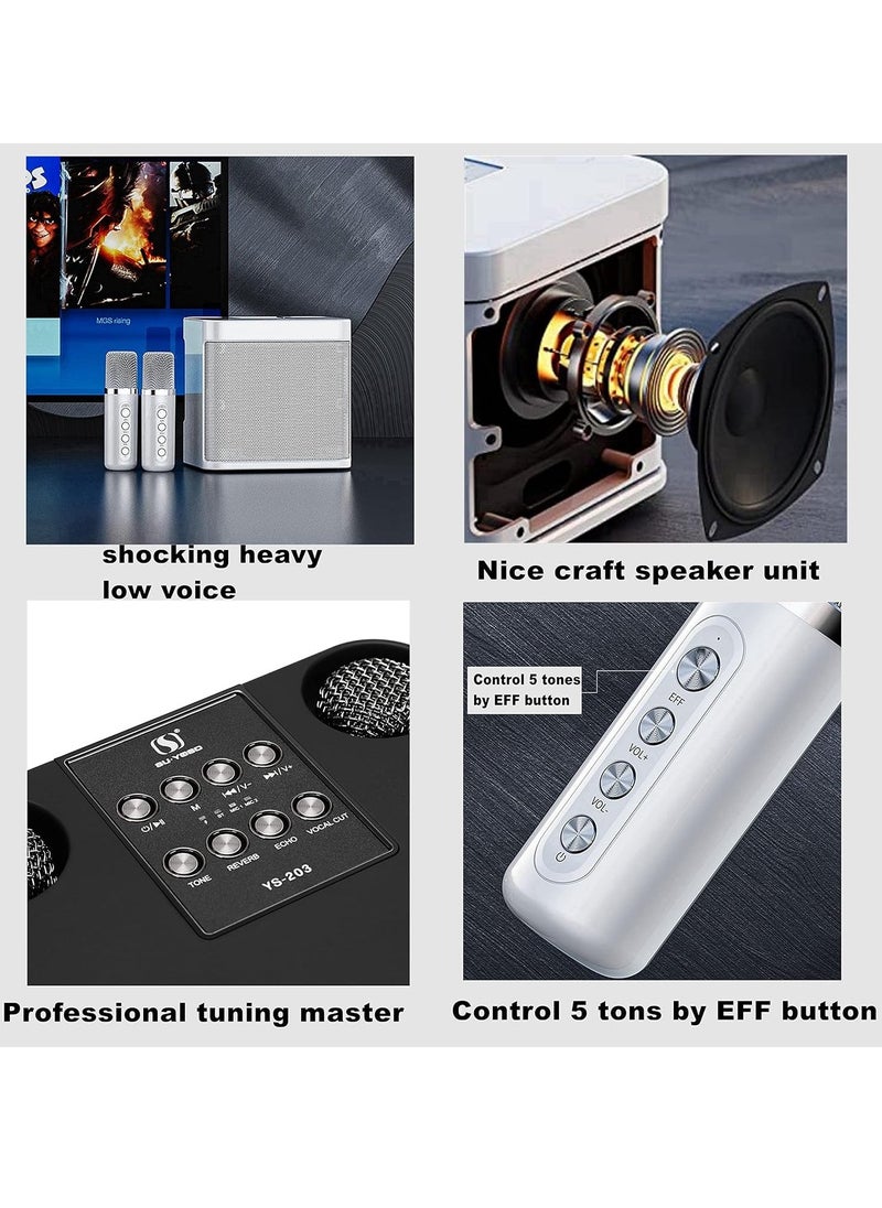 JAJEEK Rechargeable Speaker and Microphone Set | 1 HD Speaker & 2 Voice Changer Microphones | Portable High-Quality Deep Bass Stereo Sound Box | Ideal for Parties, Events, Karaoke, and Outdoor Fun (Beige) - Image 4