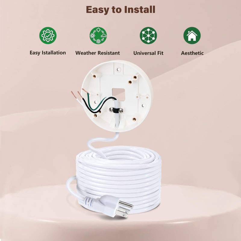 CaGuan Power Cable and Plug-in Mount for Floodlight Cams Compatible with Floodlight Cam Wired Pro/Plus, Blink Wired Floodlight Camera, Electrical Box with 20ft Weatherproof Cable -(2in1 Mount and Cord Set) - Image 3