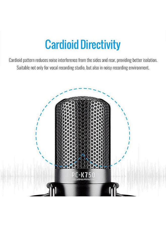 TAKSTAR - PC-K750 Professional Recording Microphone XLR Condenser Mic Unidirectional Cardioid Studio Mic with Shock Mount Pop Filter for Podcasting Live Streaming - Image 1