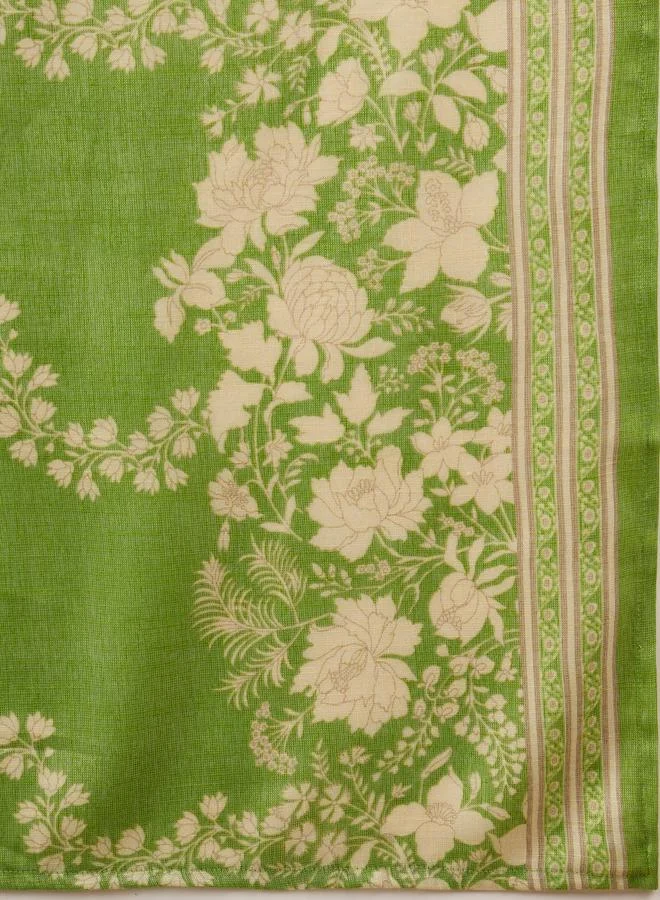 Amirah Amirah Floral Print Lace Detail Pleated Jalabiya