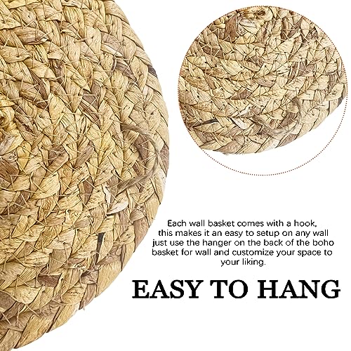 Dimpola 7 Pack Boho Wall Basket Decor - Seagrass Rattan Wicker Wall Decor Round Handmade Hanging Rustic Flat Elegant Wall Art for Farmhouse Living Rooms Bedrooms Display Table Settings Kitchen Home - Image 2