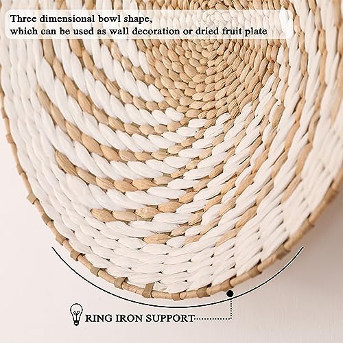 Dimpola 7 Pack Boho Wall Basket Decor - Seagrass Rattan Wicker Wall Decor Round Handmade Hanging Rustic Flat Elegant Wall Art for Farmhouse Living Rooms Bedrooms Display Table Settings Kitchen Home - Image 5