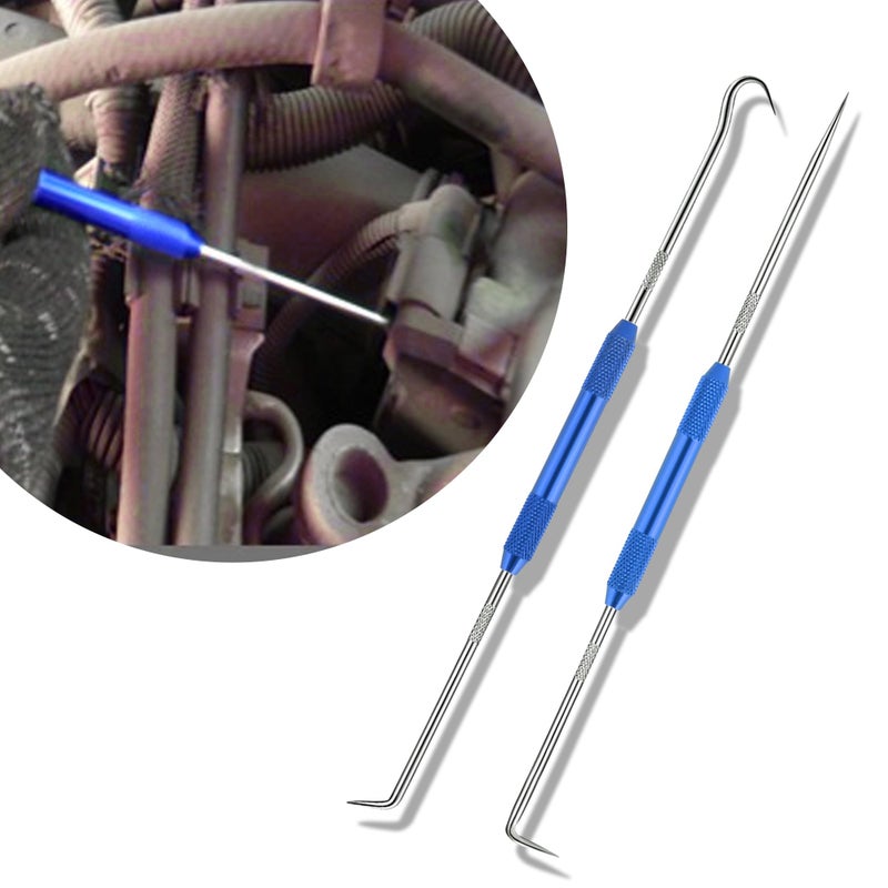 Salior 2PCS CarbonSteel Hook Tool and Pick SetDouble End Pick and Hook Set Auxiliary Dismantling FittingsUniversal O Ring Pick Set and Hook Tool Car Accessories Fit for Most Cars Blue - Image 3