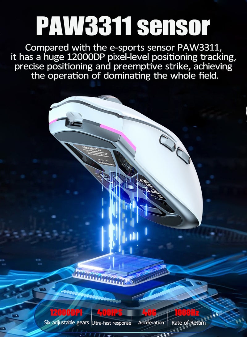 DRAKLAW Wireless Gaming Mouse with Tri-Mode 2.4G/USB-C Wired/Bluetooth, Lightweight Gaming Mouse,Rechargeable Wireless Mouse,Gaming Mice 12000 DPI,6 Programmable Buttons for PC/Laptop/Win/Mac  - Image 4