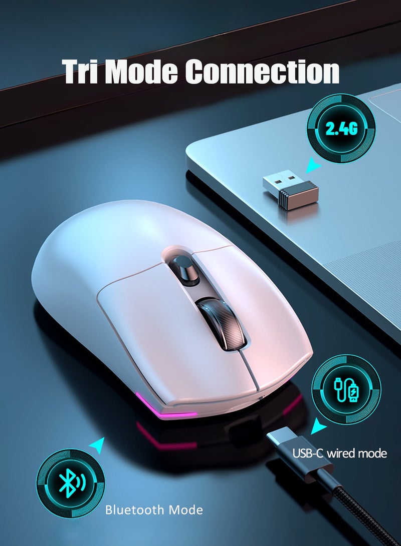 دراكلاو ماوس ألعاب لاسلكي، 12000 نقطة في البوصة، ثلاثي الأوضاع 2.4 جيجاهرتز/يو إس بي-سي/بلوتوث 5.3، ماوس ألعاب لاسلكي، 6 ماوس ألعاب قابلة للبرمجة، عمر بطارية 72 ساعة، فئران ألعاب قابلة لإعادة الشحن لأجهزة الكمبيوتر الشخصية، ماك، بلاي ستيشن 5، إكس بوكس ​​- أبيض - Image 2