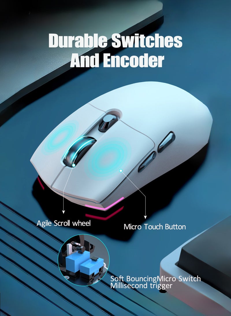 دراكلاو ماوس ألعاب لاسلكي، 12000 نقطة في البوصة، ثلاثي الأوضاع 2.4 جيجاهرتز/يو إس بي-سي/بلوتوث 5.3، ماوس ألعاب لاسلكي، 6 ماوس ألعاب قابلة للبرمجة، عمر بطارية 72 ساعة، فئران ألعاب قابلة لإعادة الشحن لأجهزة الكمبيوتر الشخصية، ماك، بلاي ستيشن 5، إكس بوكس ​​- أبيض - Image 5