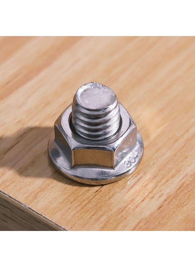 Poaker Stainless Steel Hex Flange Nuts Serrated Locknuts For Furniture Automotive And Civil Construction Vibration Resistant Durable Fasteners For Secure Long-Lasting Connections 6Mm 4 Pcs  - Image 4