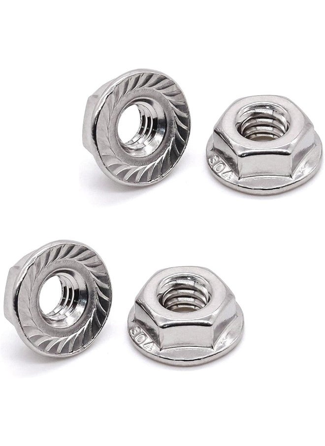 Poaker Stainless Steel Hex Flange Nuts Serrated Locknuts For Furniture Automotive And Civil Construction Vibration Resistant Durable Fasteners For Secure Long-Lasting Connections 6Mm 4 Pcs  - Image 1