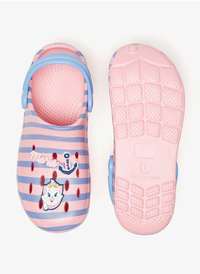 Disney Girls Marie Applique Detail Striped Clogs  - Image 4