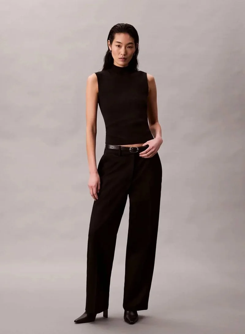 Calvin Klein Black Viscose Blend Mock Neck Gilet for Women | Best Price UAE