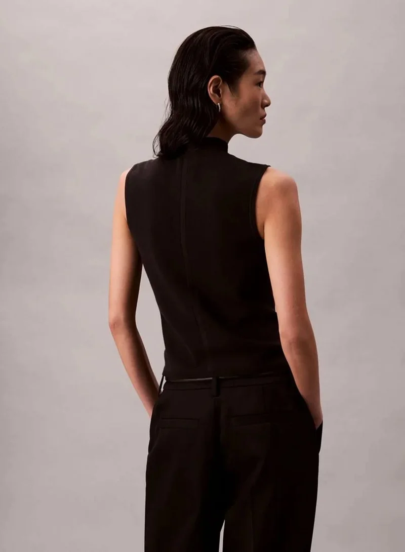Calvin Klein Black Viscose Blend Mock Neck Gilet for Women | Best Price UAE